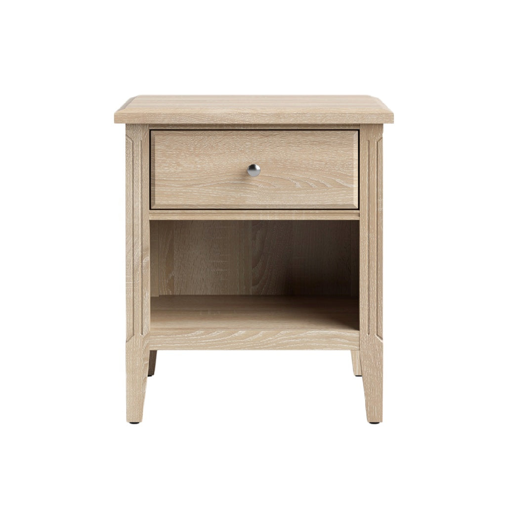Modern Wooden Nightstand with Drawer and Open Shelf